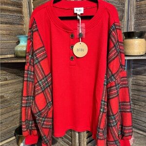 BiBi Vibrant Red Knit Top